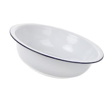 Загальна емальована чаша Біла 32 см потовщена вінтажна емальована чаша Велика побутова чаша для миття, замішування, подачі та приготування салатів