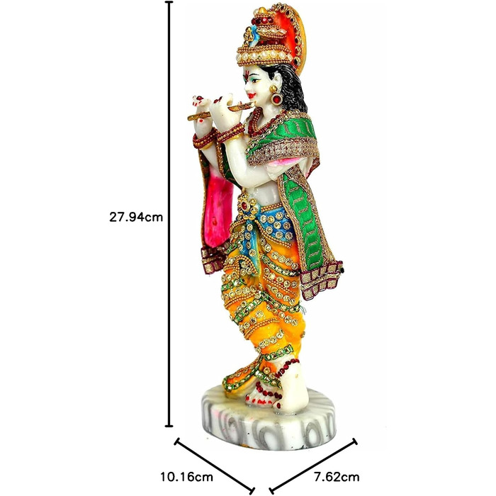 Смола Кришна Статуя Мурті Ідол Скульптура (11') Різнокольоровий. Прикраса для дому