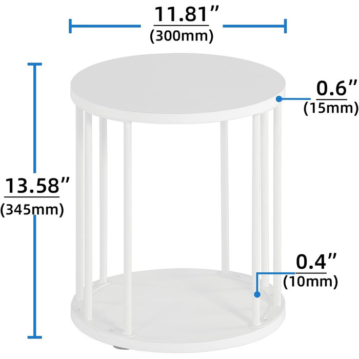 Кругла металева підставка для рослин HDANI 35 см, міцна та надійна підставка для квітів для вітальні, саду, балкону, дерев&39яний квітковий табурет, білий колір, висота 35 см