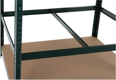 Полиця для робочого столу Stagecaptain WBR-175 SR - Міцна полиця з робочим столом - Полиця для зберігання в майстерні, підвалі, коморі - 5 полиць на 2 глибини - Надзвичайно стійка робоча поверхня висотою 97 см - Зелена