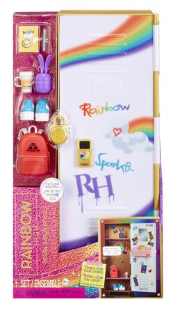 Ігровий набір Rainbow High Design & Style шафа з полицями, вішалки, аксесуари та стікери, для дітей 4-12 років, райдужний