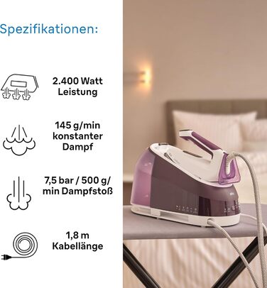 Парова прасувальна станція Braun Household CareStyle 5 IS5247 VI - Парова праска з підошвою FreeGlide 3D, режим iCare, вертикальне