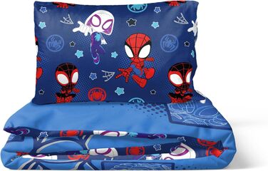 Комплект підковдри для однієї людини - включаючи наволочку 50x70 бавовна, теплу постільну білизну Marvel синього кольору - Павук і
