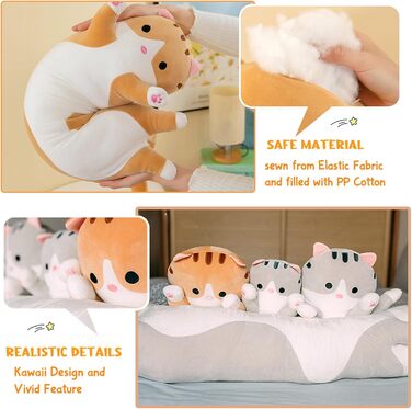 Плюшева іграшка-подушка Кішка Kawaii XXL, 50 см сіра