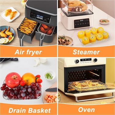 Стійки для фритюрниці YQL для Ninja Dual, аксесуари для фритюрниці Аксесуари для фритюрниці 304 Кошик для фритюрниці з нержавіючої сталі для Ninja AF300EU,AF400EU, Innsky, Princess Dual Zone Air Fryer 19 см x 13 см x 9 см