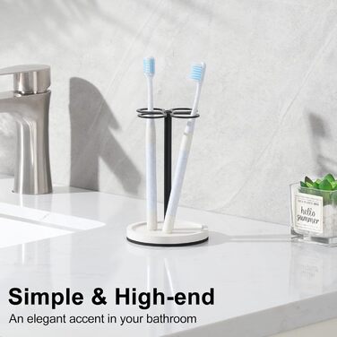 Тримач для зубних щіток Luxspire, підставка для зубних щіток на 4 відділення, тримач для зубних щіток з нержавіючої сталі з основою з діатомової землі, тримач для зубних щіток для ванної кімнати, дому, туалетного столика для готелю, матовий чорний