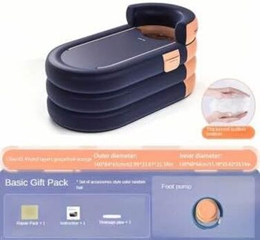 Надувна ванна зі зручним дном, портативні складні ванни для використання в приміщенні та на вулиці, а також крижані ванни для дорослих спа-центрів, ідеально підходять для гарячих/крижаних ванн