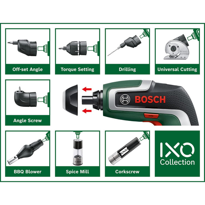 Акумуляторний шуруповерт Bosch IXO (7-е покоління 3,6 В 2,0 Ач 5,5 Нм з кабелем micro USB сумісний з насадками IXO Collection закр