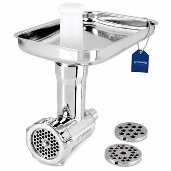 Насадка-м'ясорубка grossag для KitchenAid з нержавіючої сталі, 3 перфораційні решітки, KFW 500