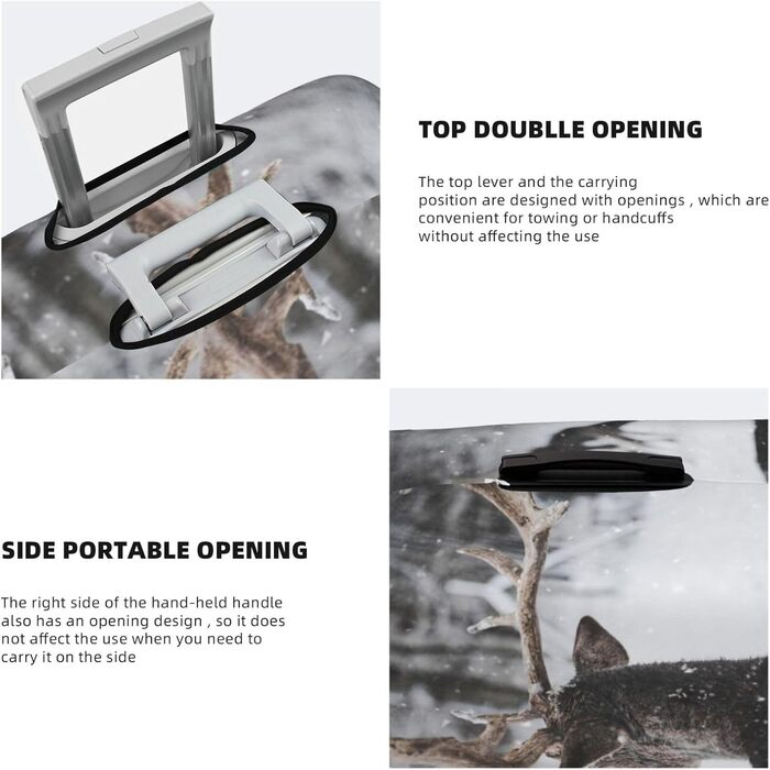 Чохол для валізи Засніжений Олень, еластичний захист від подряпин та пилу, чорний, розмір 90