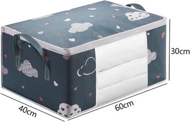 Органайзер для одягу з 3 предметів, сумка для зберігання ковдр та одягу, водонепроникний, органайзер для гардеробу, складаний, велика місткість, для ковдр (2 шт. синього кольору)