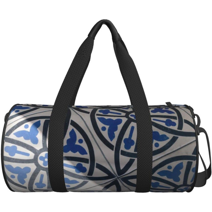 Дорожня сумка-циліндр з квітковим принтом, синьо-біла, для чоловіків та жінок, спортивна сумка, сумка для подорожей