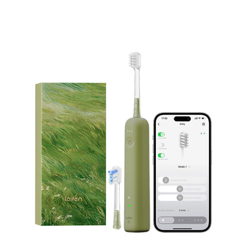 Електрична звукова зубна щітка з осциляціями та вібрацією для дорослих з додатком, 2 насадки (Зелена), (в упаковці)