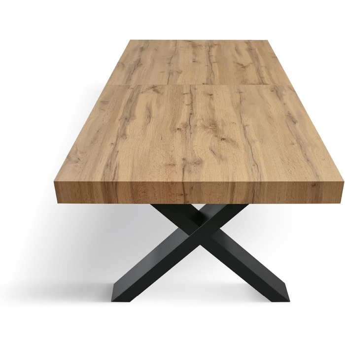 Розсувний стіл Elisa, Стіл для вітальні або кухні, Схрещені ніжки X Чорний, Зроблено в Італії, Рустикальний дуб, 160x90x76 см - id1997 160x90x76 Чорна основа Рустикальний дуб