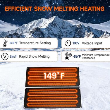 Підігрівані килимки для танення снігу, 25,4 x 76,2 см, електричні гумові килимки для вулиці зими, для видалення снігу та льоду, нековзні, підігрівані килимки для сходів, сходинок, доріжок, під&39їзної дороги