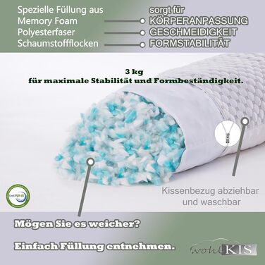 Подушка для сну на боці з чохлом 40 x 145 см - охолоджувальна подушка для вагітних - подушка для годування з піною з ефектом пам&39яті - ортопедична подушка - подушка для вагітних - подушка для тіла - подушка для сну