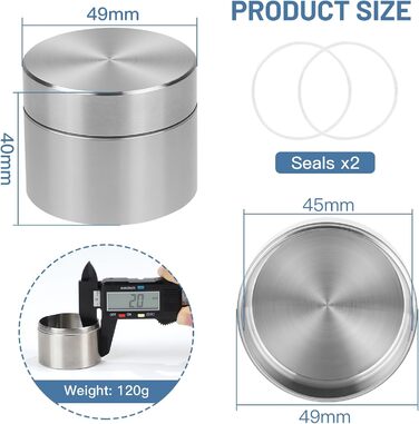 Герметична коробка Lalago 50 мл з нержавіючої сталі, бляшанка для чаю з нержавіючої сталі, коробка для таблеток, каністра для чайного листя, бляшанка для кави, портативна міні-коробка, портативна міні-коробка для ділових поїздок, подорожей, домашнього офі