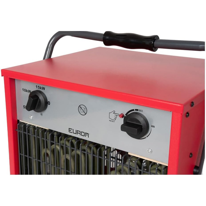 Електричний вентилятор-обігрівач Eurom 15 000 Вт, з кабелем, 400 В 332711 (Вентилятор-обігрівач, обігрівач гаража, обігрівач майстерні, електричний обігрівач) Потужність 15 000 Вт / Потужність двигуна 95 Вт / Рівні потужності 3