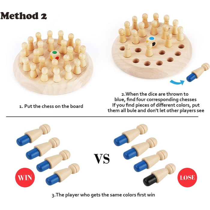 Іграшка Монтессорі від 2/3/4 років, Memory Match Stick Chess, розвиваюча іграшка Chess Game, Memory Chess, Wooden Memory Chess для