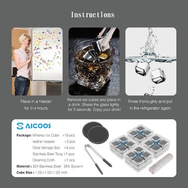 Кубиків льоду з нержавіючої сталі Багаторазовий набір кубиків віскі, камені для віскі, камені для охолодження вина для напоїв, под