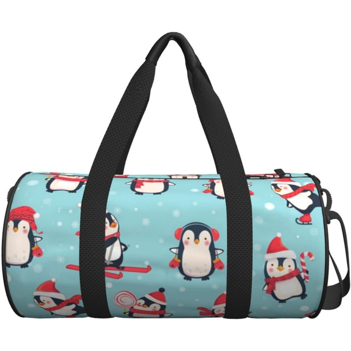 Дорожня сумка-циліндр, зимовий дизайн, пінгвіни, спортивна сумка для чоловіків та жінок, сумка-мішок, спортивна сумка