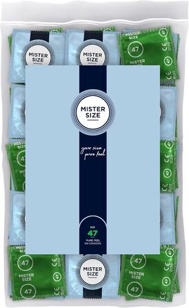 Презервативи MISTER SIZE, ультратонкі, 47 мм, упаковка 100 шт./надзвичайно тонкі, надзвичайно тонкі, змащені/виготовлені зі 100 натурального каучукового латексу, розмір XS/природне відчуття, упаковка 100 шт.