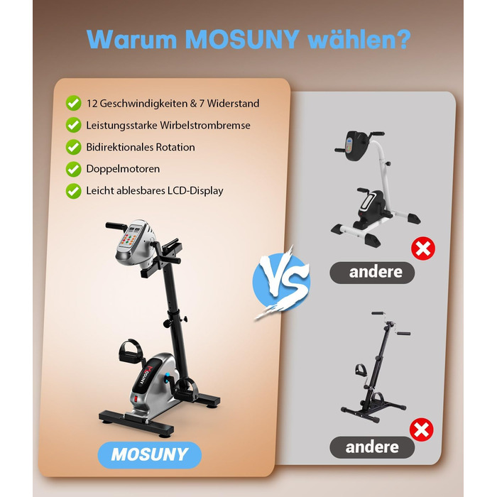 Оновлено Педальний тренажер, новий педальний тренажер 2026 року для дому з опором швидкістю, електричний велотренажер для людей похилого віку з великим РК-дисплеєм, тренажер для рук і ніг 2-в-1 Оновлено Подвійні двигуни - сірий