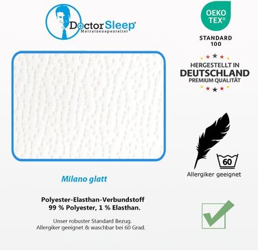 Матрац Doctorsleep Medisleep з холодної піни, що згортається в рулон, серцевина 10 см з чохлом - Milano smooth, рівень жорсткості 3 (90 x 200 см)