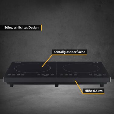 Перша індукційна плита Австрія подвійна 3500 Вт 10-ступінчастий контроль температури Таймер Батьківський контроль Кемпінг Мобільний двомісний чорний