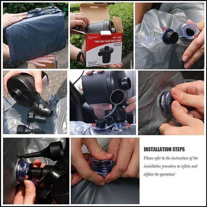 Надувне ліжко для подорожей у автомобілі LABABE, надувний матрац для кемпінгу на задньому сидінні, розширений матрац з флокованим надувним матрацом для автомобіля, універсальне дитяче надувне ліжко для подорожей - (сіре флокування)