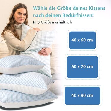 Подушка для шиї Ella 40x80 Ергономічна подушка з регульованим наповнювачем Ортопедична подушка від болю в шиї Підходить для сну на боці, спині та животі з чохлом, який можна прати, 40x80 см