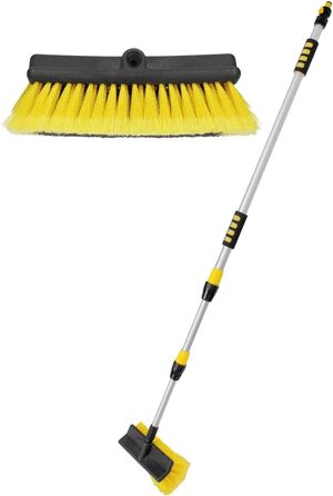 Німеччина Щітка для миття автомобілів з телескопічною ручкою, що висувається на 130-300 см, з вимикачем, м'яка щетина, алюмінієва