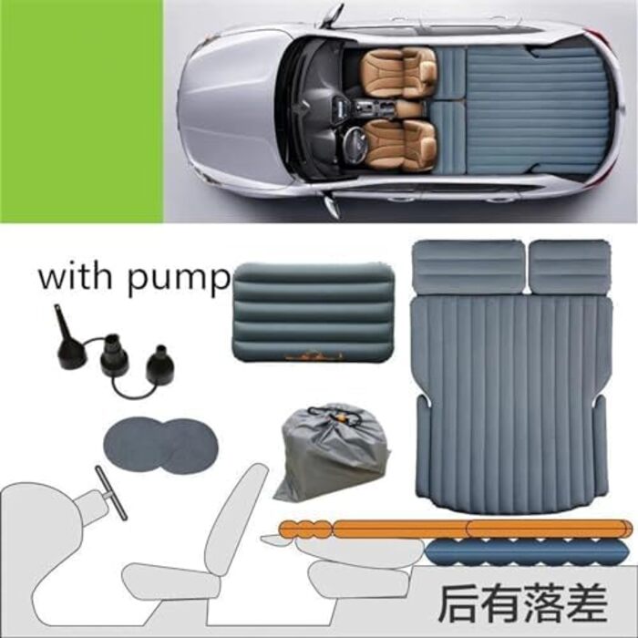 Надувний матрац для автомобіля, портативне кемпінгове ліжко для подорожей, товстий флокований ПВХ-матеріал, багажник позашляховика, надувний диван