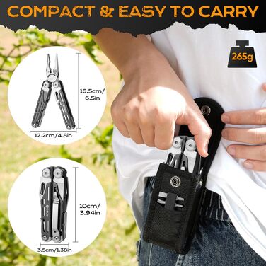 Мультитул BIBURY, 19-в-1 мультитул з нержавіючої сталі з плоскогубцями, складаним ножем, ножицями, викруткою, подарунки для чоловіків, складний багатофункціональний інструмент для активного відпочинку, кемпінгу, ремонту
