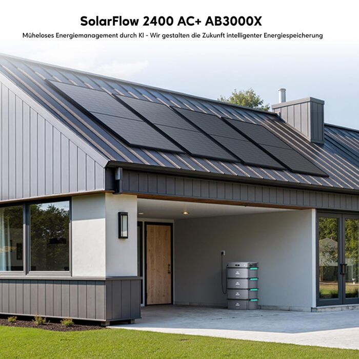 Система керування енергією зі штучним інтелектом та змінним струмом, вхідна потужність 2400 Вт змінного струму, вихідна потужність 2400 Вт, з 1 AB3000X 2,88 кВтгод, розширювана ємність 17,28 кВтгод, TOU, з інтелектуальним лічильником 3CT SF 2400 AC 1*AB30