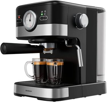 Кавоварка для еспресо SilverCrest портафільтр-машина резервуар для води 1,5 літра з піноутворювачем молока 15 бар насос тиск SEM 1100 C3