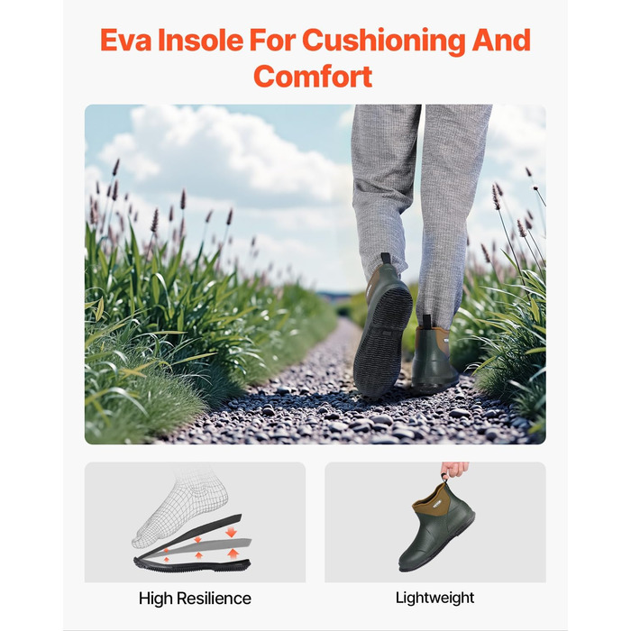 Жіночі гумові чоботи VEVOR, чорні, 40 EU