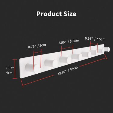 Гачок рейка з нержавіючої сталі гачки для одягу настінні настінні гачки шурупи, вішалка для одягу з 8 гачками (біла, 8 гачків) біл
