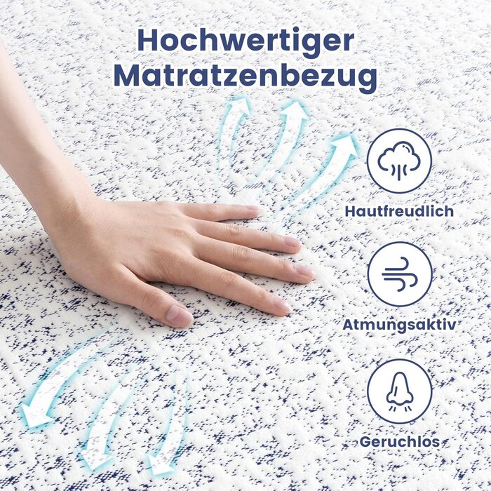 Матрац BedStory 90x200 см, 2 рівні жорсткості H3-H4 та H5, висота 20 см, матрац з 7-зонної піни з ефектом пам&39яті та холодної піни з чохлом, що можна прати, сертифікований Oeko-Tex 90 x 200 см