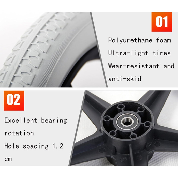 Дюймовий аксесуар для заднього колеса інвалідного візка Універсальне колесо Зносостійке і довговічне (сірий) 12 дюймів Сірий, 12-