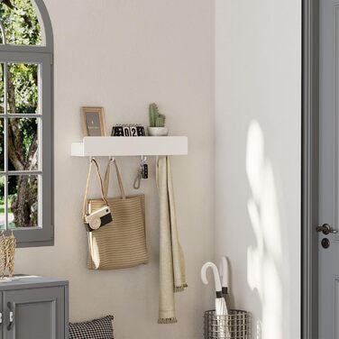 Полиця для душу без свердління, Органайзер для ванної кімнати 40 см, Полиця для душу з нержавіючої сталі з 4 знімними гачками, Тримач для шампуню для душу, Підвісна полиця, Полиця для ванної кімнати білого кольору