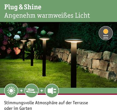 Світлодіодний вуличний світильник-столбик Paulmann Plug & Shine Plate, 6.1 Вт, диммований, IP44, антрацит, пластик, 3000K