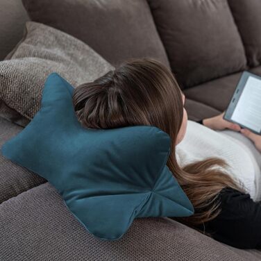 Затишна оксамитова подушка для читання, комплект з 2 шт. , ергономічна форма для підтримки шиї або попереку, гнучка підставка для книг, електронних книг або планшетів (бензиновий колір)