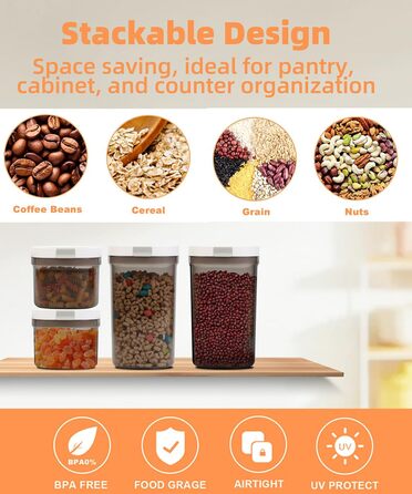 Герметичні контейнери для зберігання з кришками, контейнери типу шейкера з ложками, контейнери для зберігання сухих продуктів, кухонне приладдя, таке як крупи, борошно, кава, кавові зерна, та кавові коробки для дорослих, набір з 3 предметів (3 шт.) 1 x 18