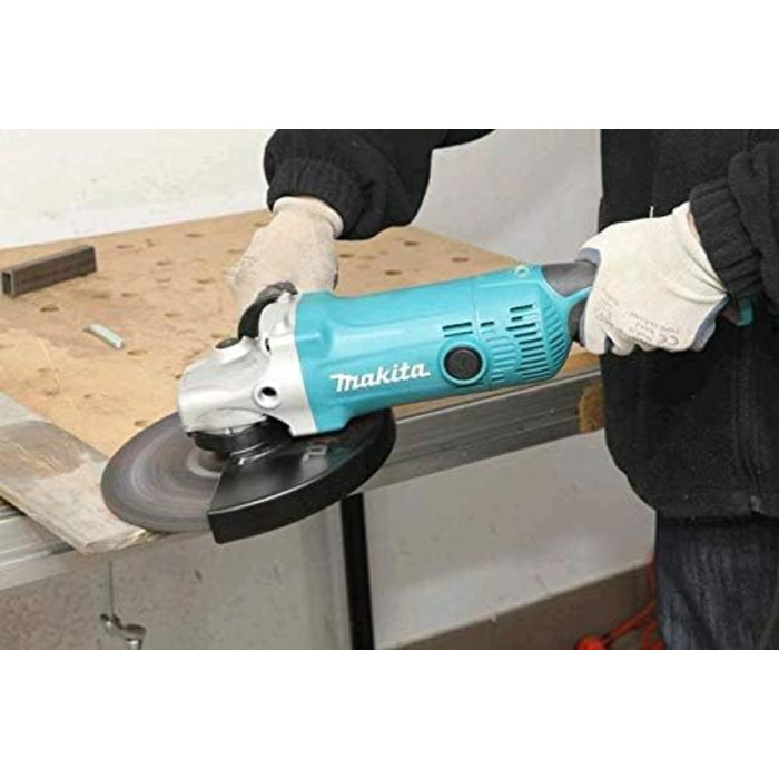 Кутова шліфувальна машина Makita GA9050R 230 мм, 2000 Вт, чорна, блакитна, срібляста, (Д х Ш х В) 455 х 250 х 132 мм