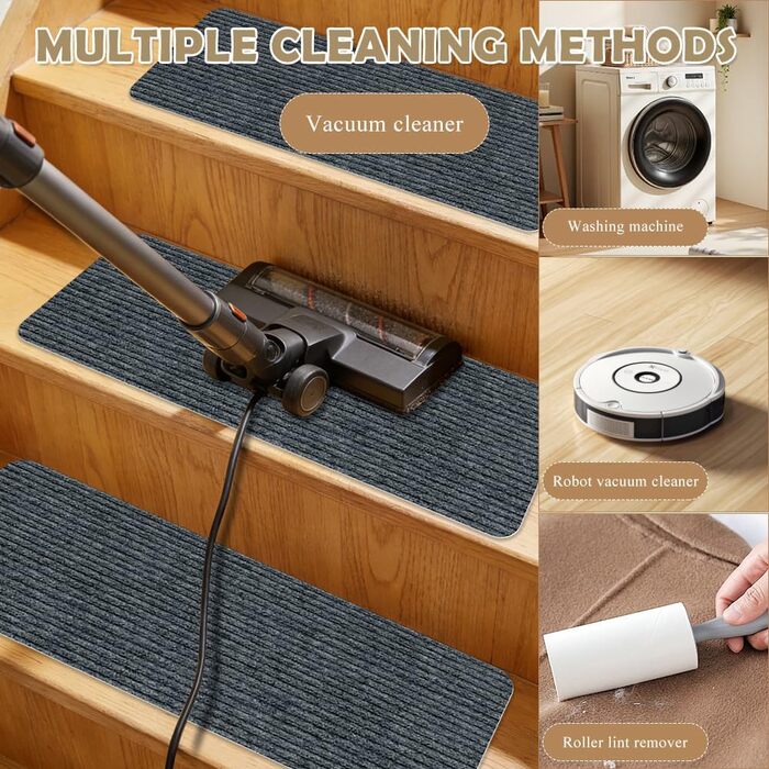 Килимки для сходів, 15 шт. , самоклеючі, протиковзкі, ріжучі, багаторазові (темно-сірі)