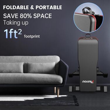 Складана силова лава PASYOU з регульованими положеннями 9x4x3, багатонахилна лава для тренування м&39язів живота та спини вдома, максимальна вантажопідйомність 318 кг