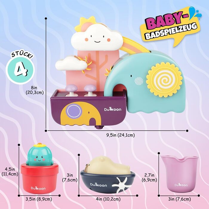 Набір іграшок для ванни GILOBABY, іграшка для ванни, дитяча іграшка для ванни, іграшка для води, діти з чашкою, ведмедик і кактус,