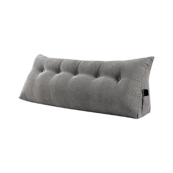 Подушка для спини Supfine, подушка для читання для ліжка та дивана, клиноподібна подушка з кишенею для мобільного телефону, вельвет, подушка для сидіння, настінна подушка, чохол, який можна прати (160x50x20 см, сірий, вельвет) сірий, вельвет 160x50x20 см