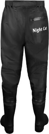 Чоловічі водонепроникні вейдерси Night Cat дихаючі вейдерси з черевиками для риболовлі, каное, каякінгу, роботи на річці, походів вздовж струмка, розмір 46, чорні